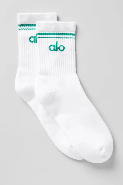 Unisex Half-Crew Throwback Sock - White/Spruce Green