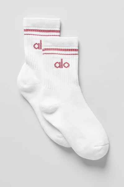 Unisex Half-Crew Throwback Sock - White/Pink Wild Rose