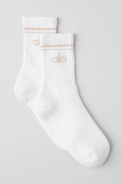 Unisex Half-Crew Throwback Sock - White/Macadamia
