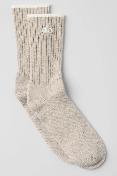Unisex Cashmere Light Frosted Sock - Winter Latte/Ivory