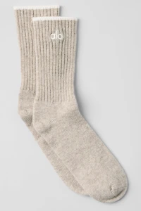 Unisex Cashmere Light Frosted Sock - Winter Latte/Ivory