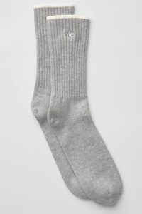 Unisex Cashmere Light Frosted Sock - Heather Grey/Ivory