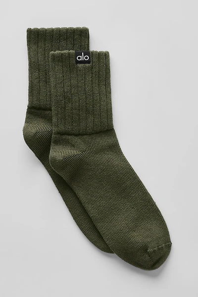 Unisex Half-Crew Scrunch Sock - Green Olive