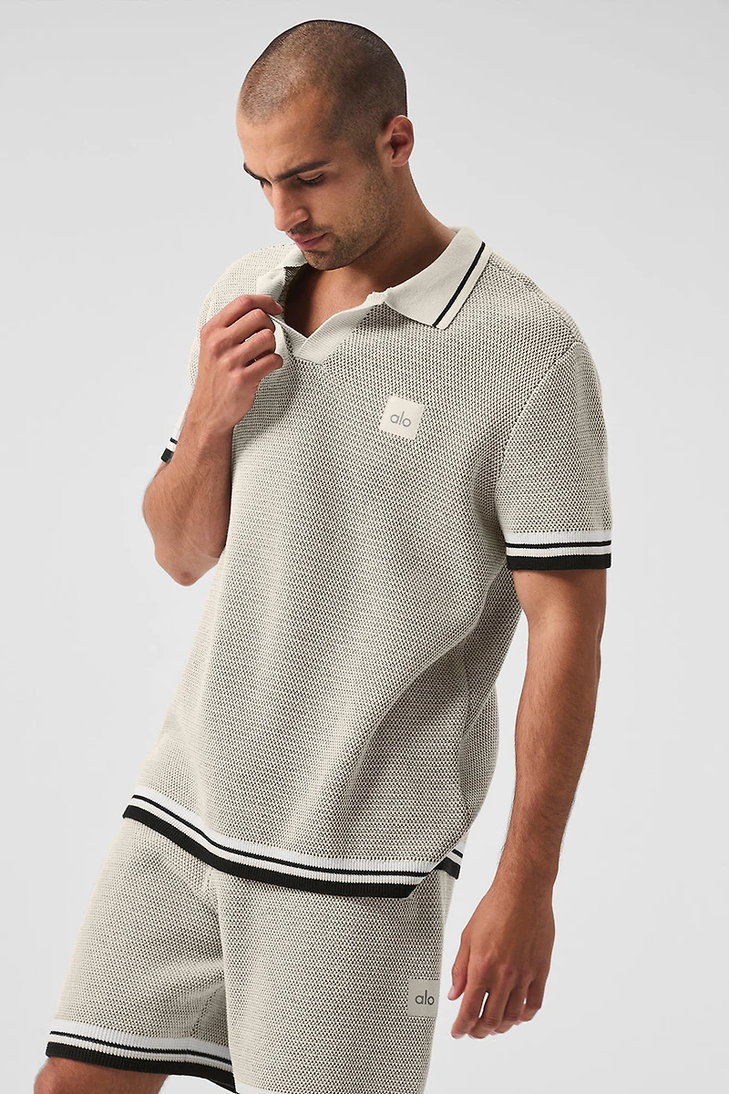 Sports Club Sweater Knit Polo - Bone