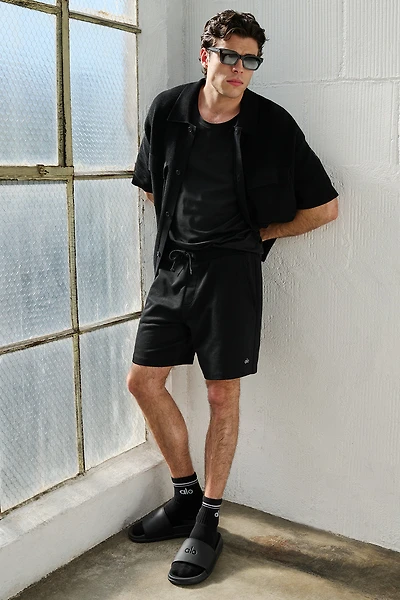 Sports Club Sweater Knit Short Sleeve Button Up