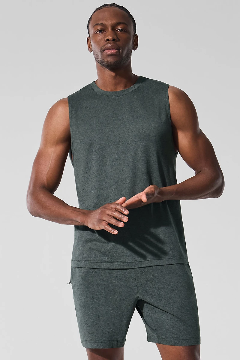 Conquer Muscle Tank - Charcoal Green Heather