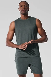 Conquer Muscle Tank - Charcoal Green Heather