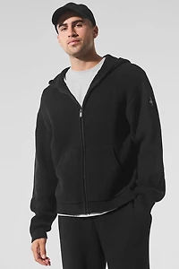 Domain Rib Knit Full Zip Sweater