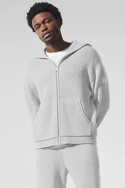 Domain Rib Knit Full Zip Sweater