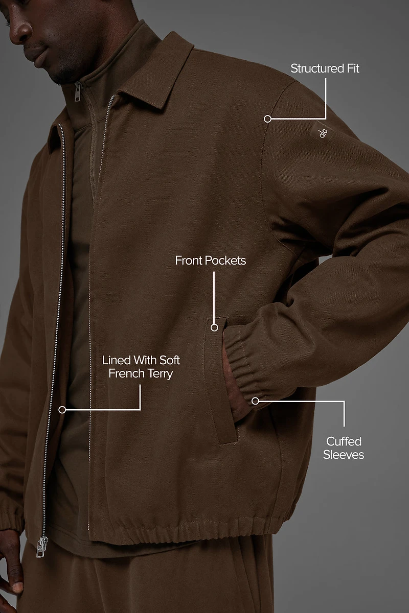 Cotton Canvas Coaches Jacket - Espresso