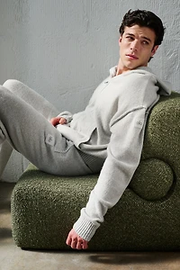 New Class Cashmere Full Zip Hoodie - Pearl Grey Heather
