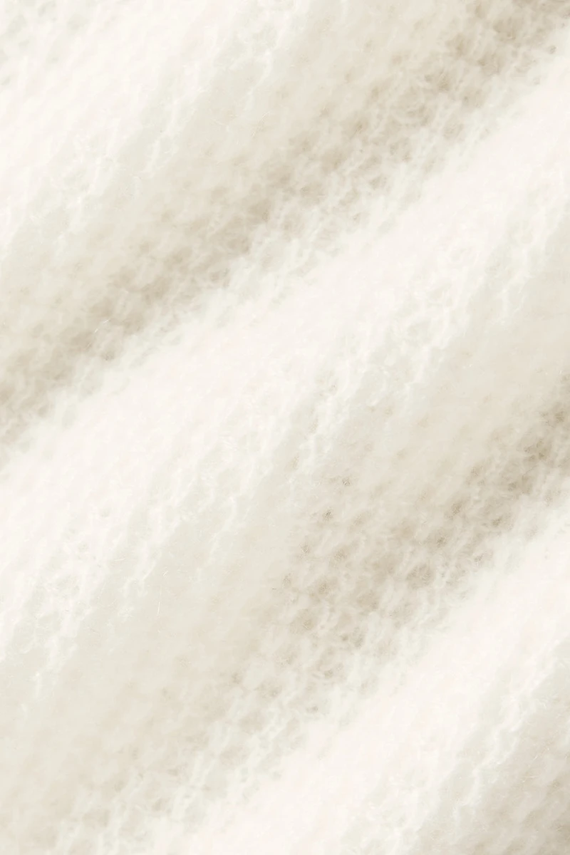 Cashmere Plush Waffle Polo Tee - Ivory