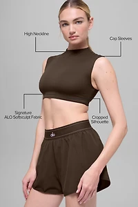 ALO Softsculpt Capped Out Short Sleeve - Espresso