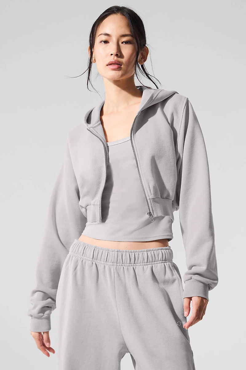Washed Sweet Escape Zip Up Hoodie - Grey Sky Wash