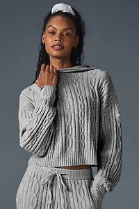 Cable Knit Winter Bliss Hoodie - Athletic Heather Grey