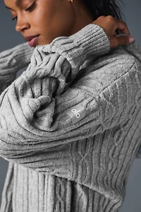 Cable Knit Winter Bliss Hoodie - Athletic Heather Grey