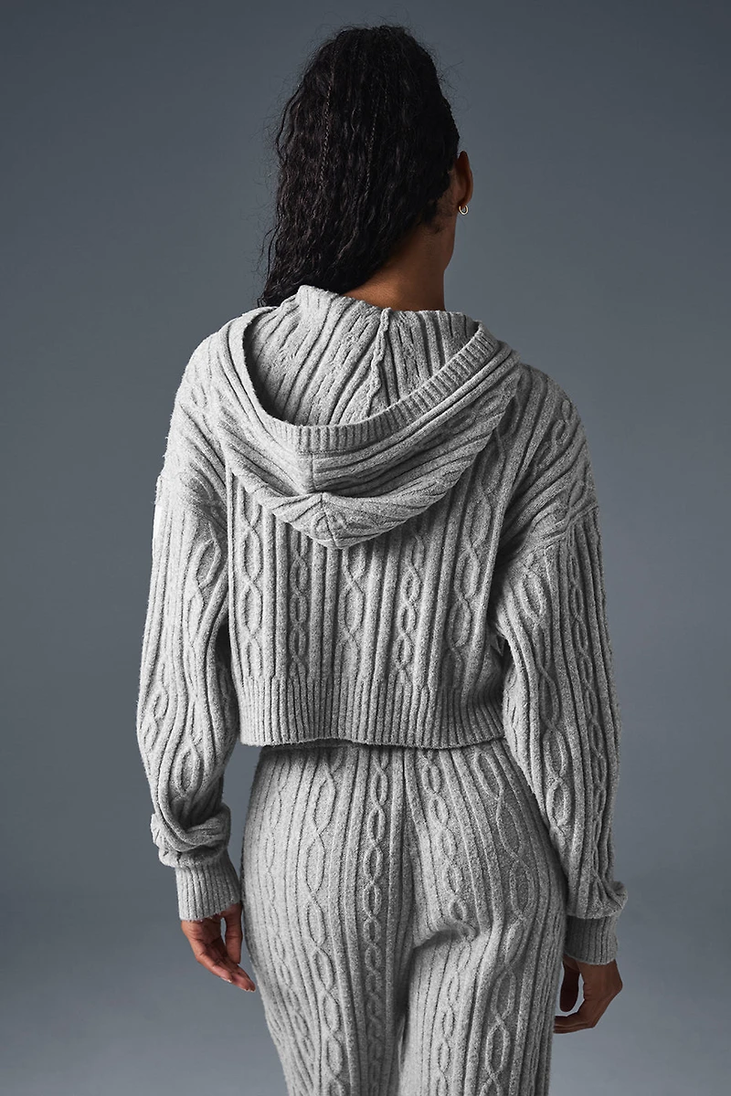 Cable Knit Winter Bliss Hoodie - Athletic Heather Grey