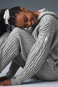 Cable Knit Winter Bliss Hoodie - Athletic Heather Grey