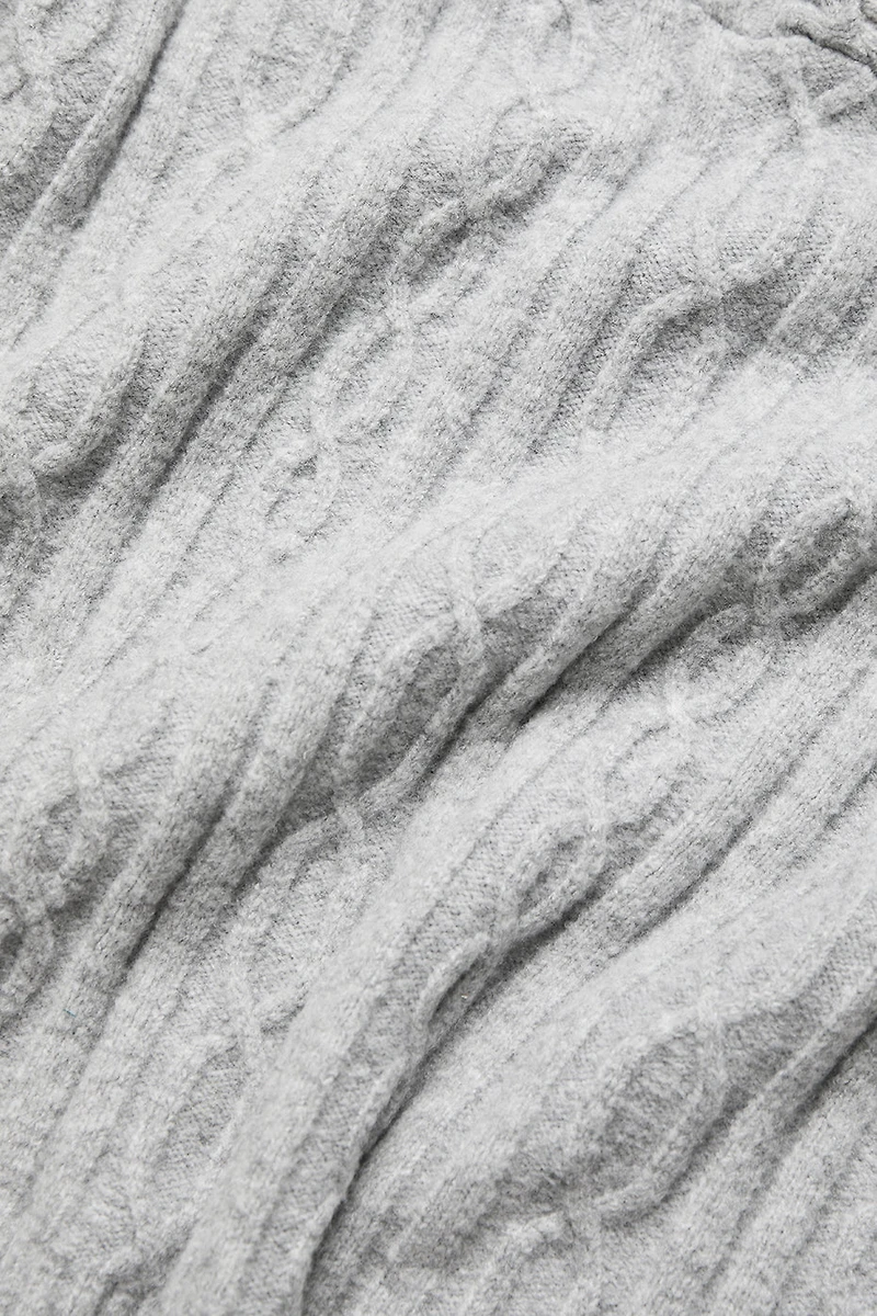 Cable Knit Winter Bliss Hoodie - Athletic Heather Grey
