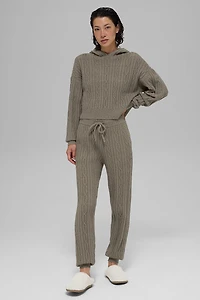 Cable Knit Winter Bliss Hoodie - Light Cocoa