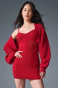 Denim Knit Shawl - Bold Red/Dark Red