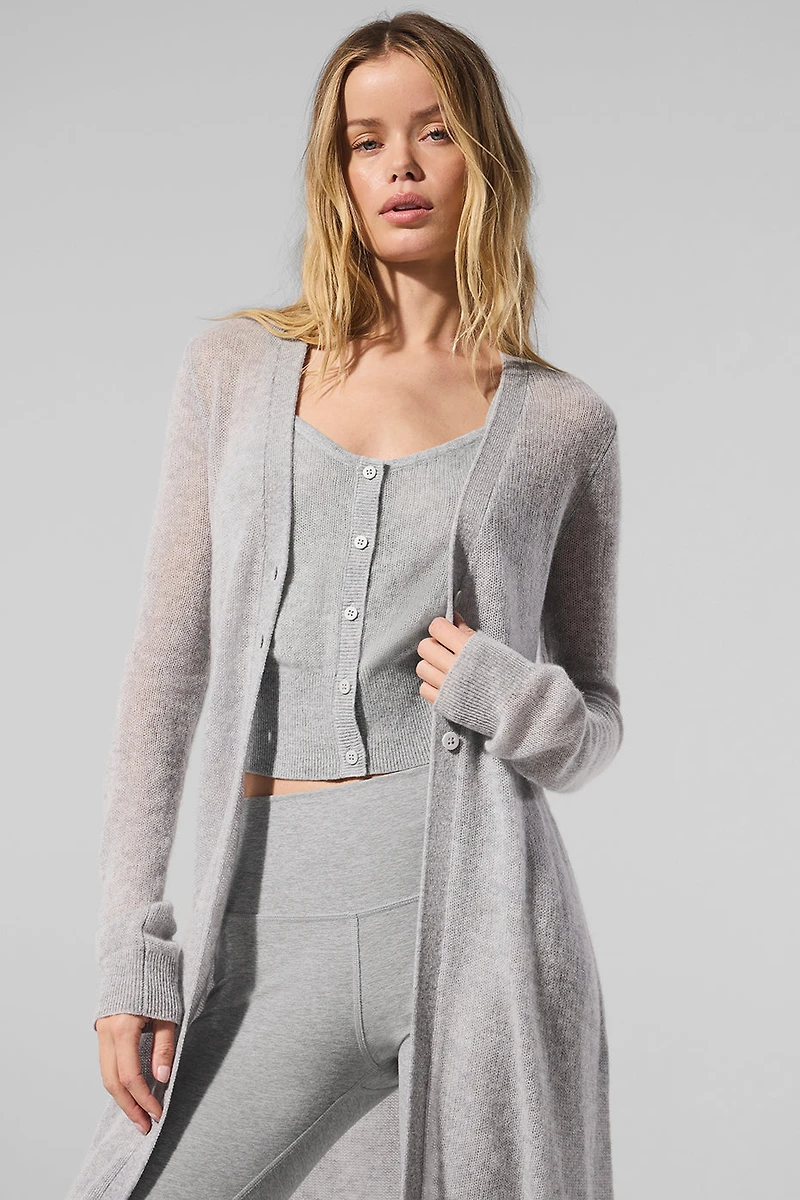 Sheer Cashmere Long Cardigan - Athletic Heather Grey