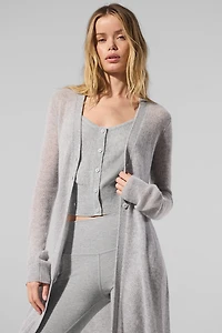 Sheer Cashmere Long Cardigan - Athletic Heather Grey