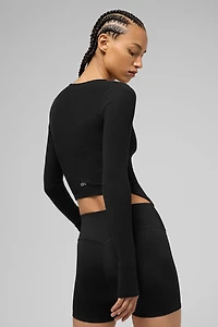 Ribbed Stardust Long Sleeve - Black
