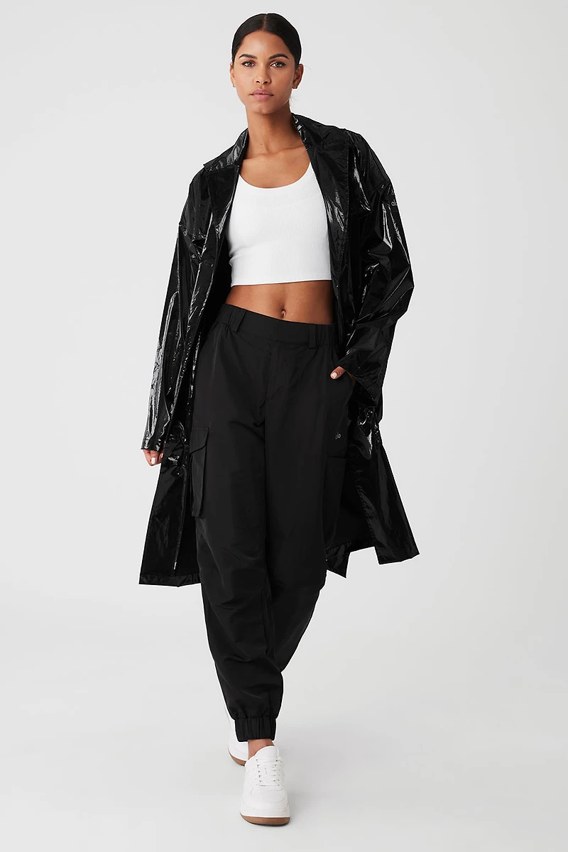 Metallic Break Line Trench - Black