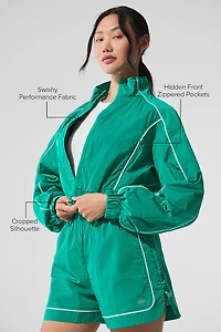 Motivate Full-Zip Track Jacket - Spruce Green/White