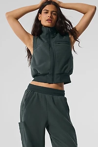 Polar Fleece Wintry Mix Vest - Charcoal Green