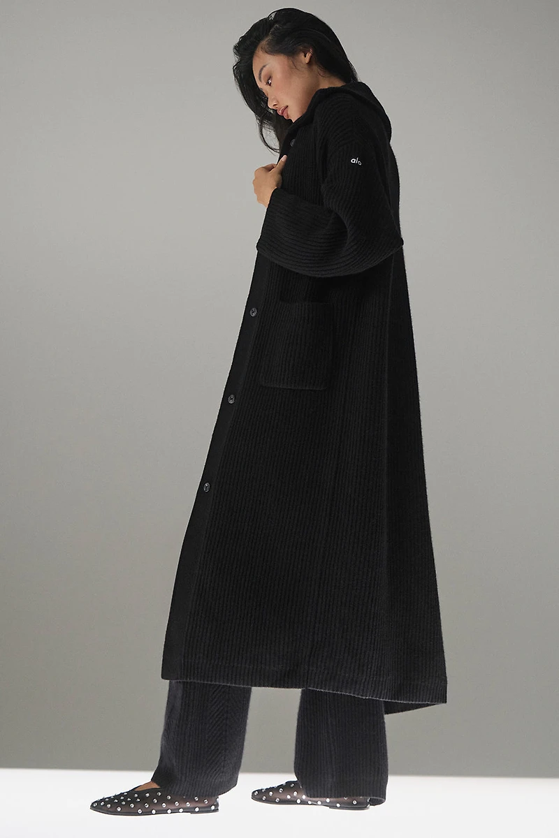 Cashmere Northstar Long Cardigan - Black