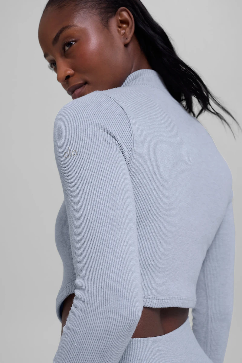 Seamless Two Tone Rib Jacket - Winter Frost Heather