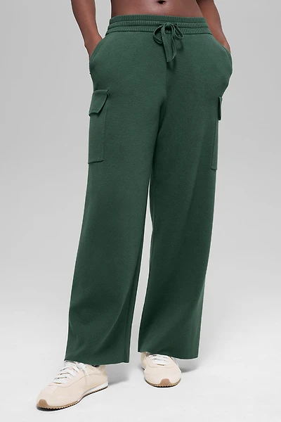 Scholar Knit High-Waist Cargo Pant - Clover Green