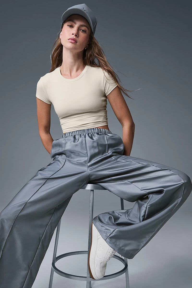 Afterglow Wide Leg Track Pant - Steel Grey