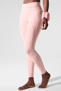 Alosoft High-Waist Heart Throb Legging - Pink Quartz Heather/White