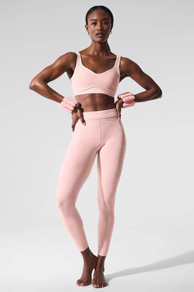Alosoft High-Waist Heart Throb Legging - Pink Quartz Heather/White