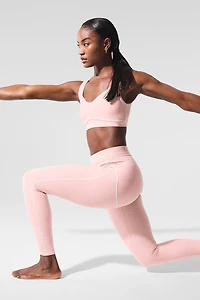 Alosoft High-Waist Heart Throb Legging - Pink Quartz Heather/White