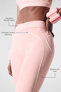 Alosoft High-Waist Heart Throb Legging - Pink Quartz Heather/White