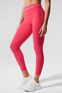 Alosoft High-Waist 7/8 Relay Legging - Candy Red/White