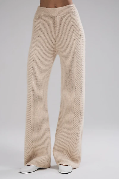 Winter Magic Cashmere Wide Leg Pant - Birch Heather