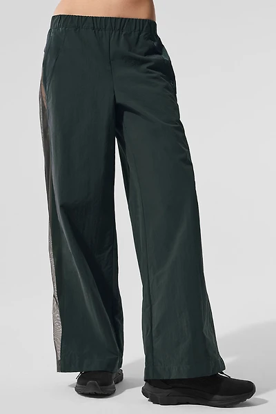High-Waist Origin Wide Leg Track Pant - Charcoal Green