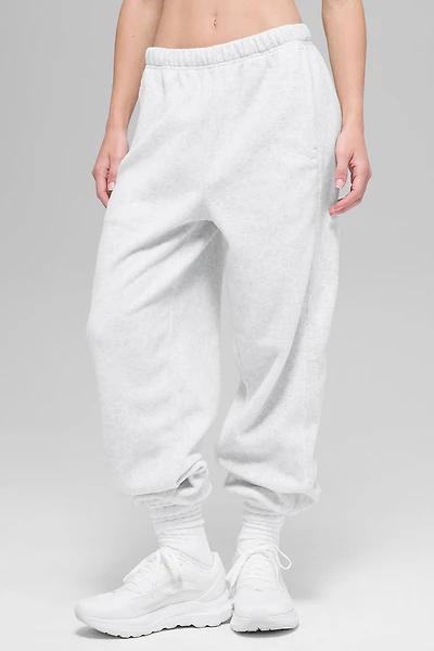 Polar Fleece High-Waist Retreat Jogger - White Heather Grey