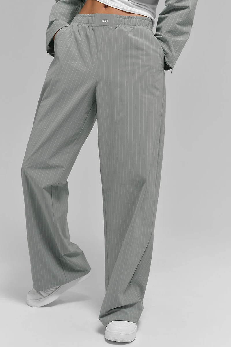 Pinstripe Daylight Boxer Pant (Long) - Lunar Grey/White