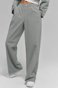 Pinstripe Daylight Boxer Pant (Long) - Lunar Grey/White