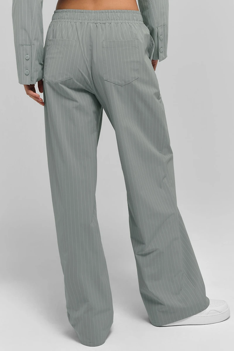 Pinstripe Daylight Boxer Pant (Long) - Lunar Grey/White