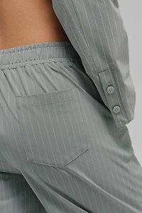 Pinstripe Daylight Boxer Pant (Long) - Lunar Grey/White