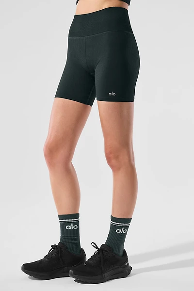 5" Seamless Ribbed Favorite Short - Charcoal Green