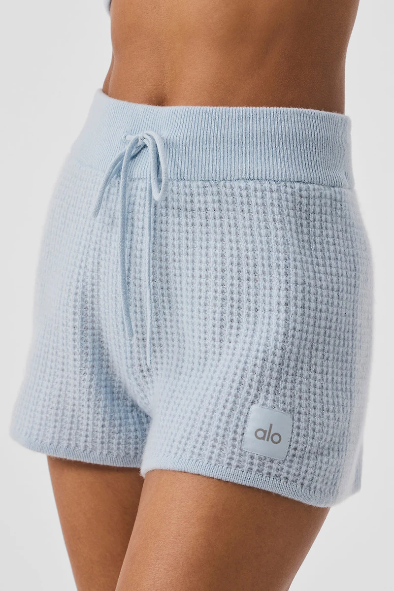 Cashmere High-Waist Plush Waffle Short - Crystal Blue