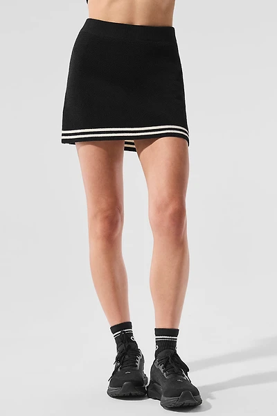 Tennis Club Sweater Knit Skirt - Black/Ivory